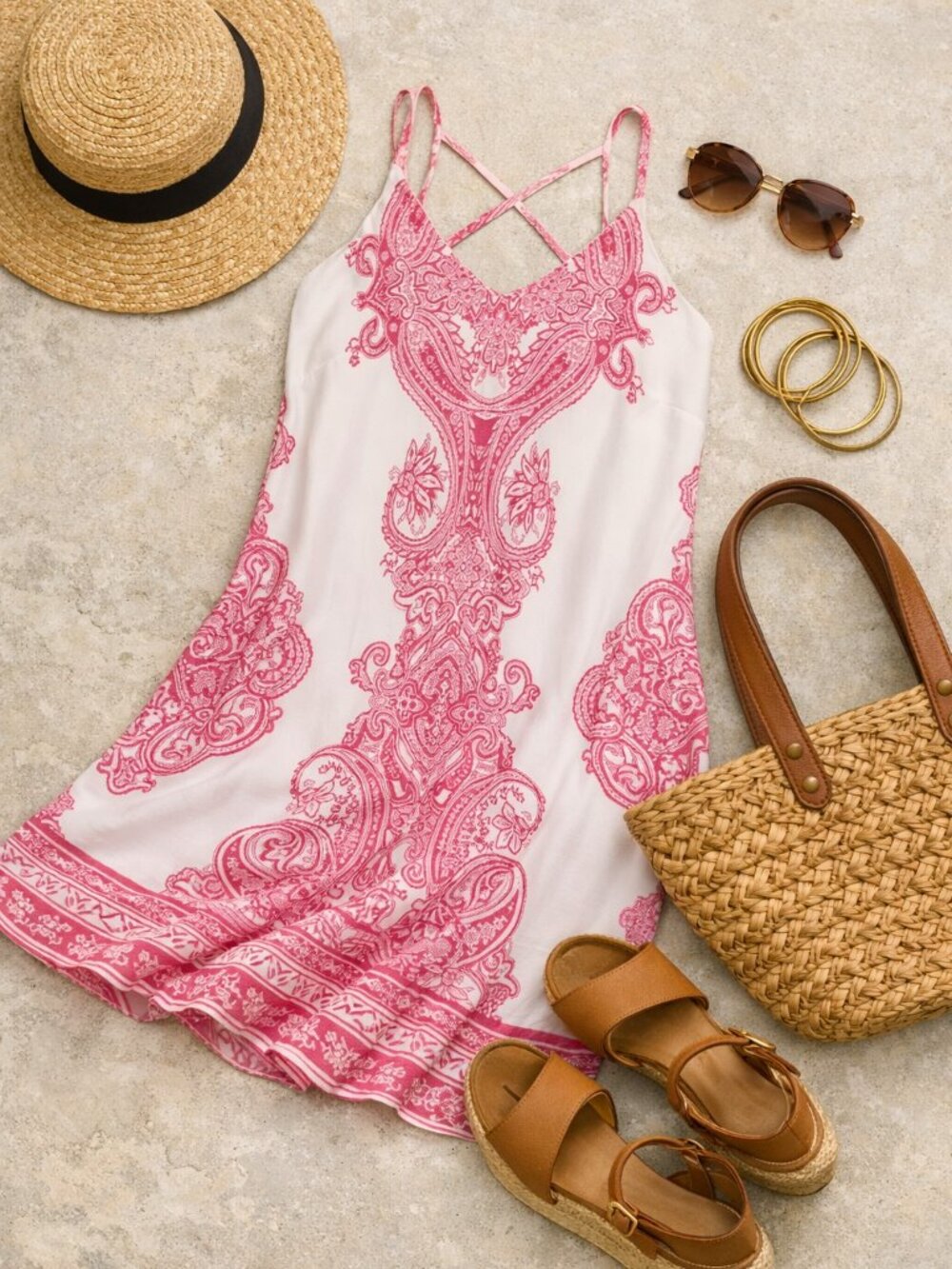 Francesca’s June & Ivy Summer Boho Casual Strappy  Dress Size L